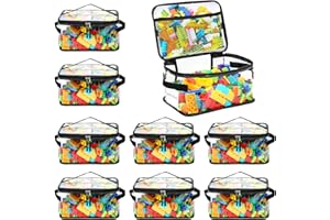 SHCSDR 8 Packs Extra Large Toy Storage Bags with Labels, Reusable Clear PVC Board Game Storage, Travel Waterproof Toy Organizer Bags with Name Tag and Manual Pocket for Building Blocks, Puzzle, Kids Books