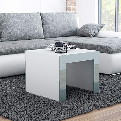 Bmf Tess Coffee Table 60cm Wide Square Shape White Matt Grey High Gloss Strip Amazon Co Uk Kitchen Home
