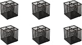 Osco Black Wiremesh Square Pen Pot 4 Compartments Desk Organizer 6 Pack