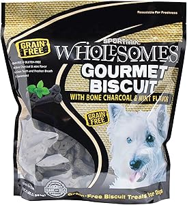 Sportmix Wholesomes Gourmet Biscuit with Bone Charcoal and Mint Flavor Grain Free Dog Treats, 3 Lb.