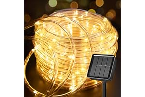Brightown Solar Rope Lights, 39FT 100LED Outdoor Solar String Lights, IP65 Waterproof Solar Powered Fairy Lights with 8 Lighting Modes for Party Garden Yard Home Holiday Tree Decoration, Warm White