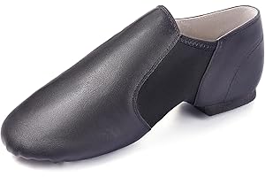 DWBH Unisex Jazz Shoe Leather Upper Women and Men's Slip-on Dance Shoes