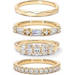 Stackable Rings for Women Non Tarnish, 5A Cubic Zirconia Wedding Band Ring | Trendy Engagement Promise Rings Set, Minimalist