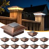 APONUO Solar Post Cap Lights - 12 Pack Outdoor Waterproof for 4x4 Posts, 2 Modes Warm/Cool Light, Solar Powered Fence/Deck/Patio Decor, Brushed Copper