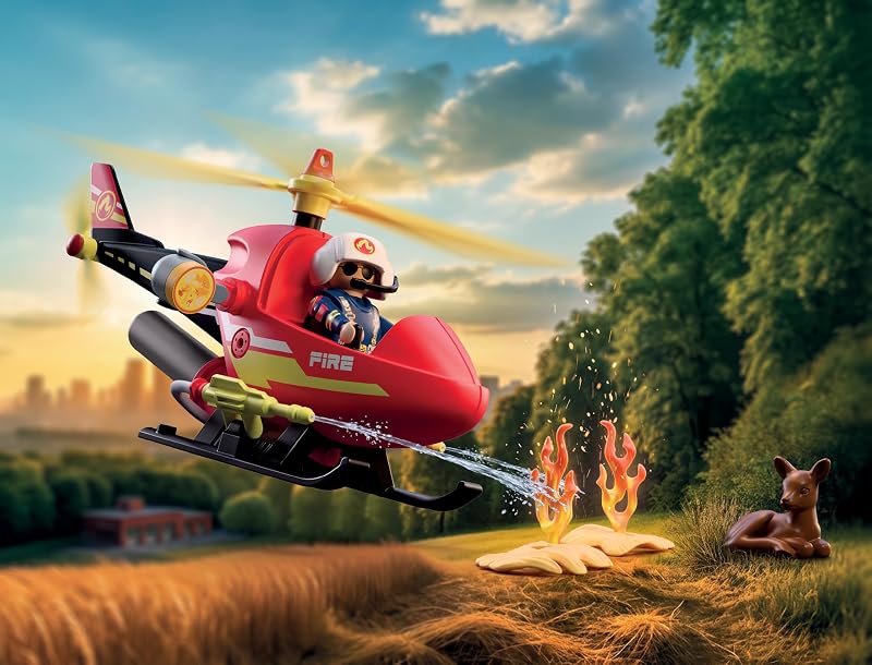 | City Action | Feuerwehr‑Helikopter | Einsatzheli mit Wasserspritzfunktion, Pilot & Rettungszubehör | Für Kinder ab 4 Jahren | 72196