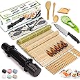 SmileTools Sushi Making Kit, 22pcs Roller Maker for Beginners With Guide Book, Bazooka, Knife, Mat, Avocado Slicer, Chopsticks, Sauce Dishes & More - Sushi Lover's Gift