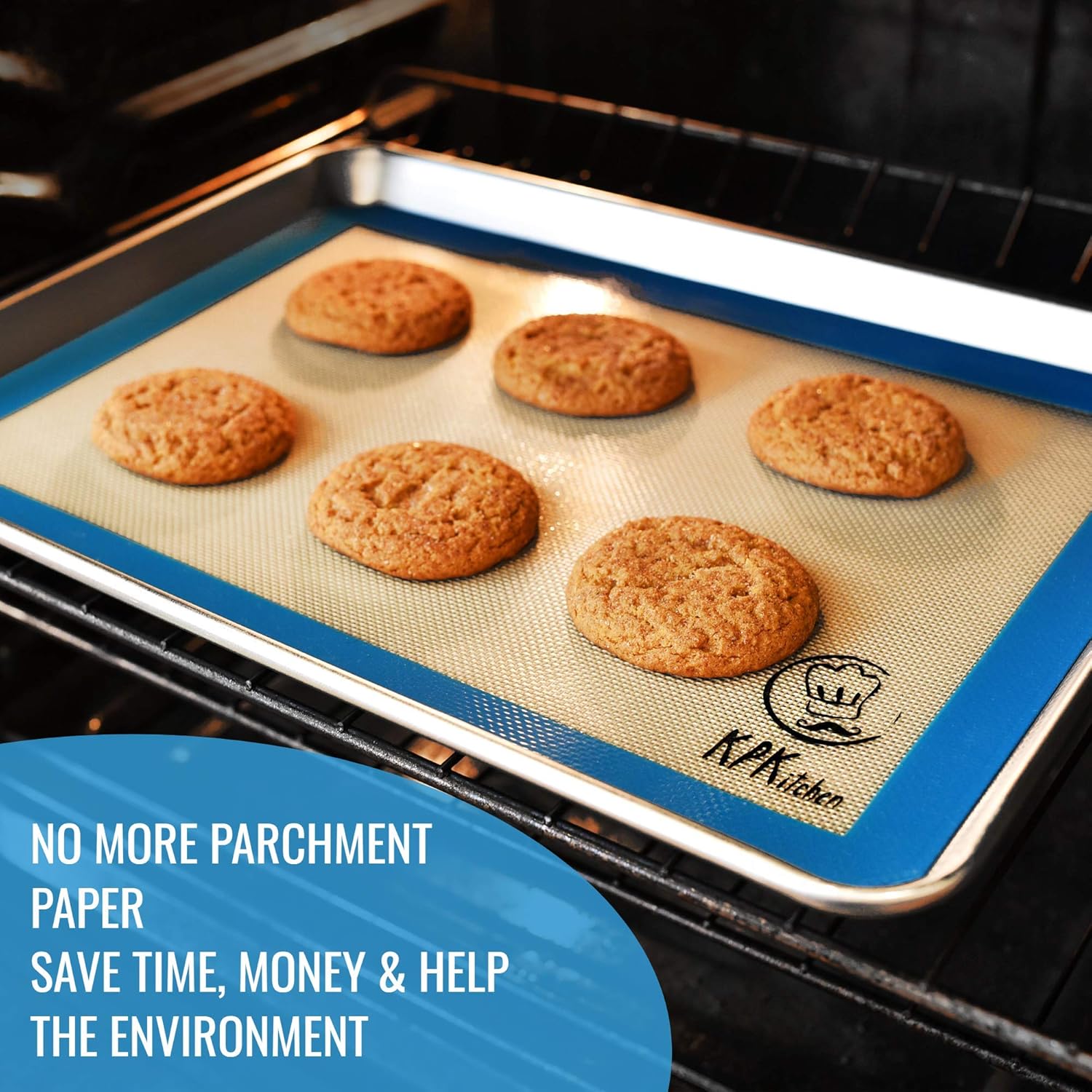 Silicone Baking Mats Set of 5-2 Half Sheets Mats + 1 Quarter Sheet Liner + 1 Round & 1 Square Cake Pan Mat - 100% Nonstick Food Safe Silicon - Reusable Oven Cooking Liners - Bake Pastry & Cookie: Kitchen & Dining