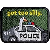 Zolawe Police Got Too Silly Hook and Loop Patch, 3 Inches Sew On Patches, Embroidery Patches for Backpacks Bags Vest Dog Harness, Tactical Military Embroidered Patches, Goose DIY Patch for Boys Girls