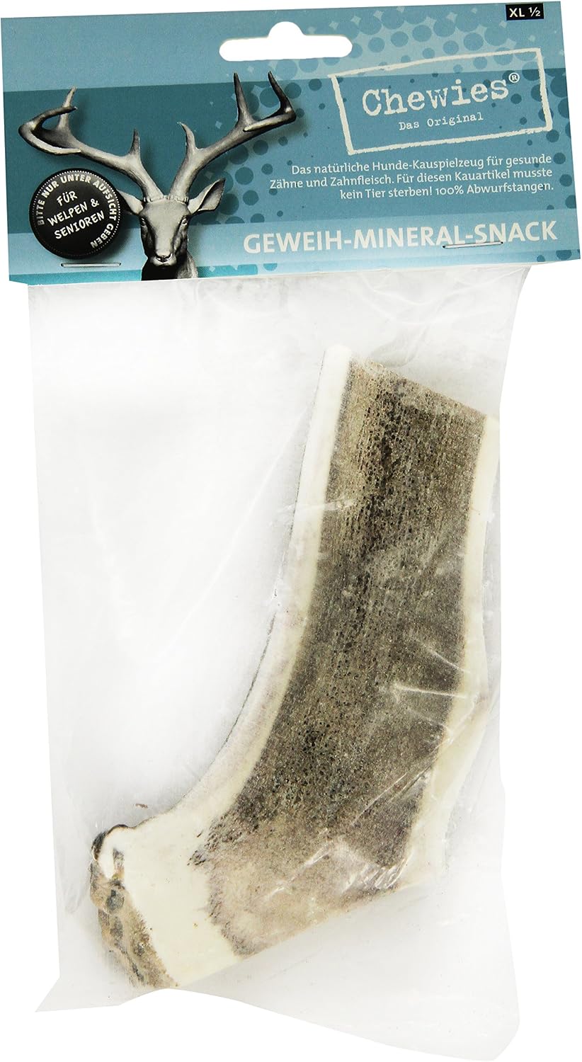 Chewies Chew Antlers for Dogs - Half Bar - Red Deer - Natural and Mineral-Rich - Size XL