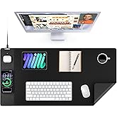 TopMade Mouse Pad with 15W Wireless Charging, XXL Large Leather Desk Mat, Waterproof Gaming Mousepad Home Office Desk Pad Protector, Computer Keyboard Pad, Mouse Mat for MacBook, PC, Laptop, Black