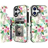 HAOPINSH Wallet Case with Card Holder for Phone 17, Colorful Florals Pattern Back Flip Folio PU Leather Kickstand Card Slots Case, Double Magnetic Clasp Shockproof 6.3"