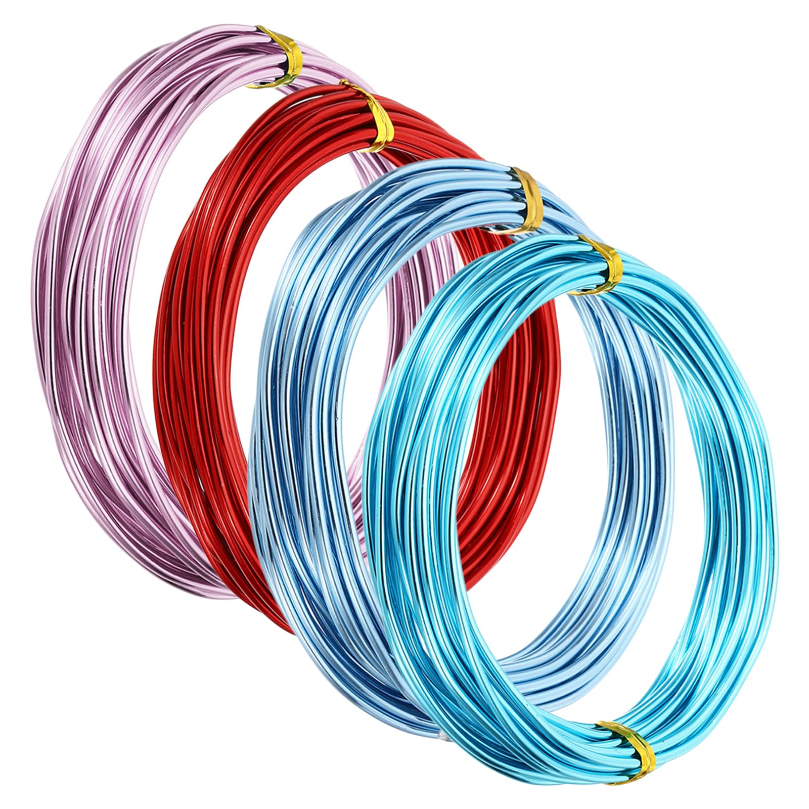 PATIKIL 16.4ft Aluminum Wire, 4pcs Jewelry Wire Bonsai Wire Metal Craft Wire 2mm 12 Gauge Wire for Crafts Bonsai Jewelry Making Beading Plants, Pink Red Blue Tone