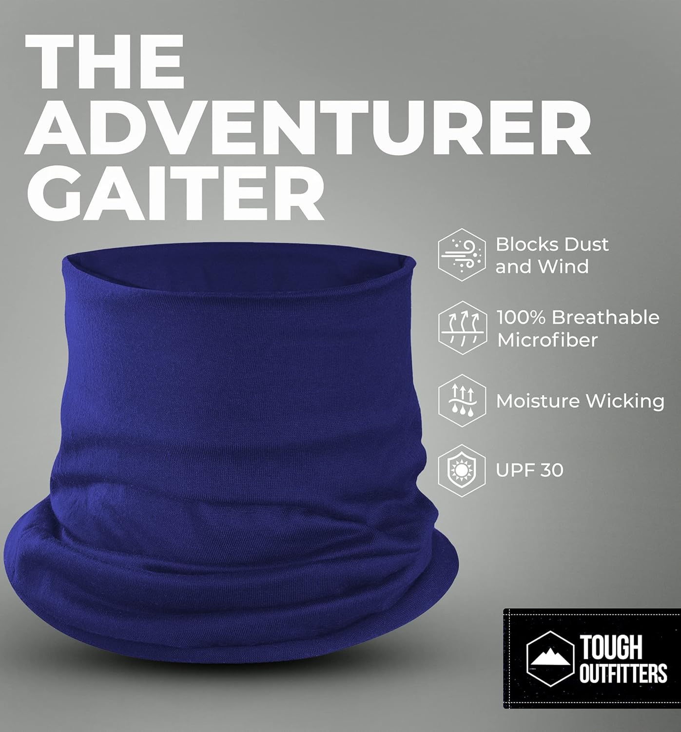 Tough Headband Neck Gaiter Face Mask & Sleeve w/ UV & Dust Protection, Navy Blue: Clothing