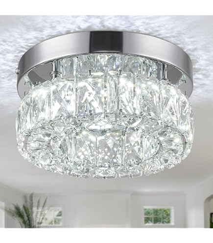 11.8 inch Dimmable Modern Crystal Chandeliers 2-Ties LED Ceiling