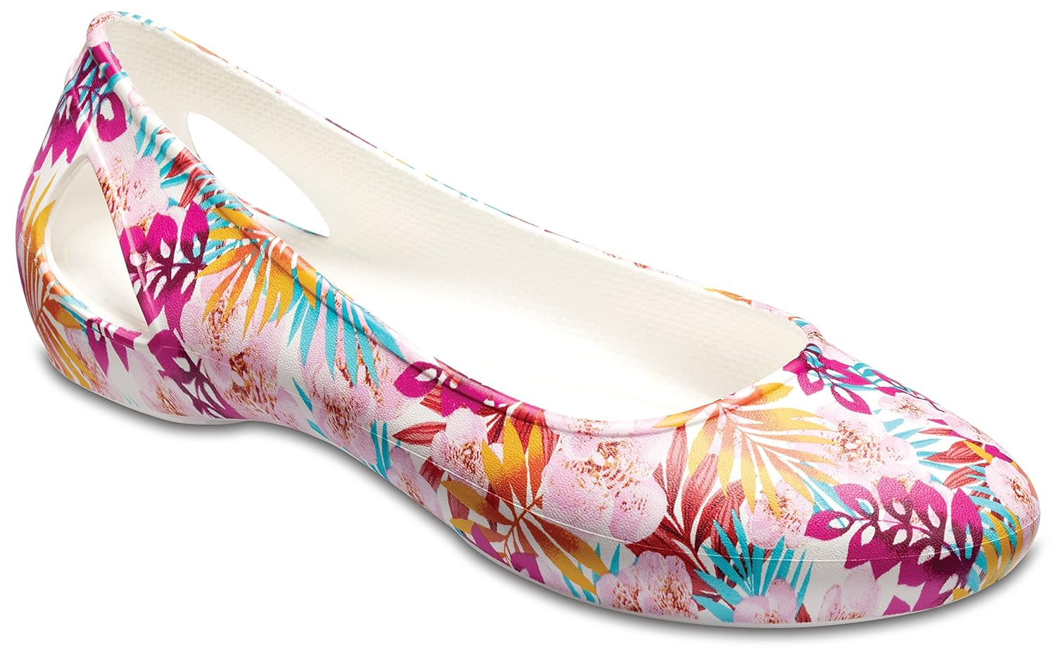 crocs womens crocs laura graphic flat w tropical floral white flat - w7/5 uk