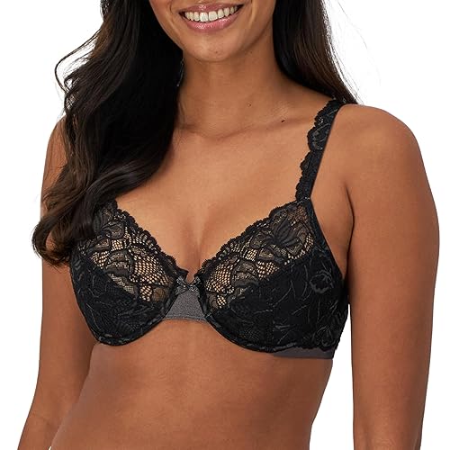 Bali womens Lace Desire Non-foam Underwire Df6543 bra, Black, 34DD US