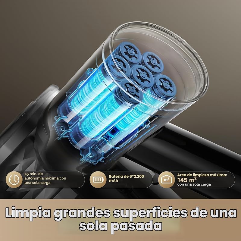 R10s Lite-A, Aspirador sin Cable, 25000 PA/75AW, Tubo Plegable