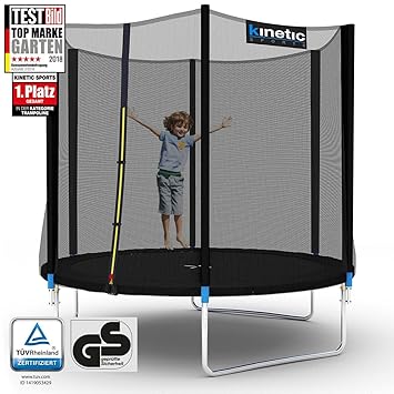 Kinetic Sports Outdoor Gartentrampolin Komplettset inklusive Sprungtuch aus USA PP-Mesh +Sicherheitsnetz +Randabdeckung, bis 