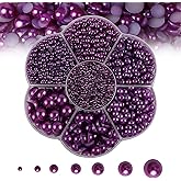 5600PCS Half Round Pearls Flatback Imitation Pearls for Crafts,7 Sizes for DIY Nails Art Crafting,Jewelry Making, Shoes,Cup,Phone Decoration (Deep Purple)