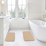 Non Slip Bath Mat 2 Pack Thick Microfiber Beige 40x60cm 50x80cm view 2