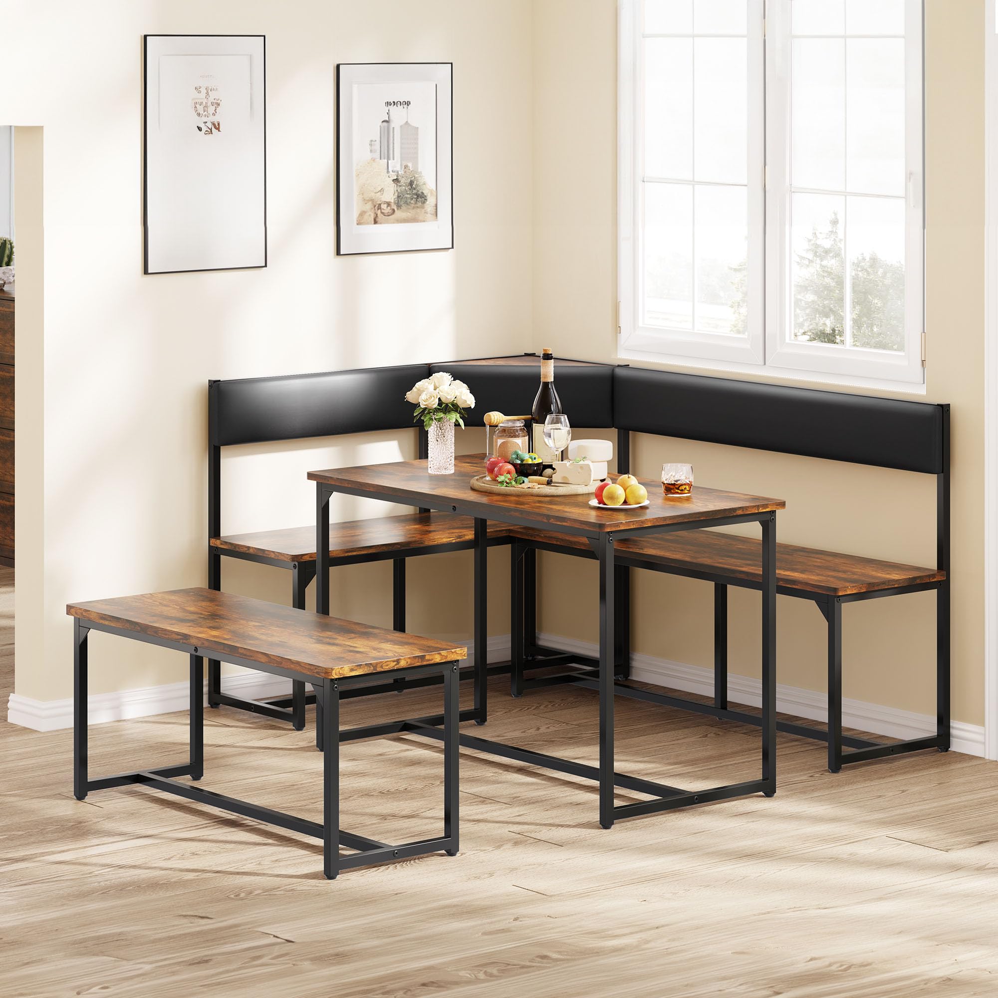 DWVO 3-Piece Dining Table Set for 4-6 People