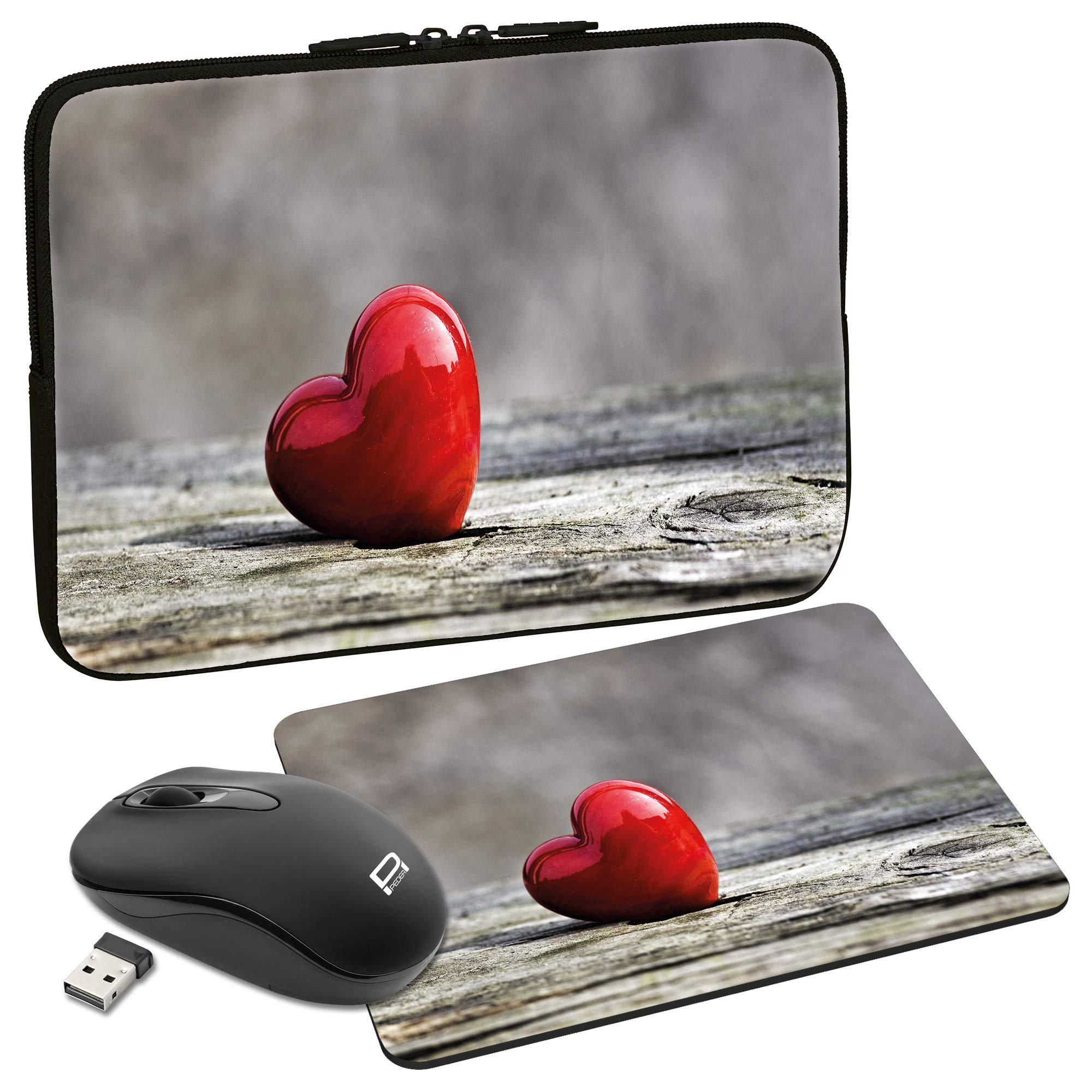 PEDEA Design Hard Case Cover Laptop Bag for Laptops up to 13.3 (Vertical) love 13,3 Zoll + Maus und Mauspad