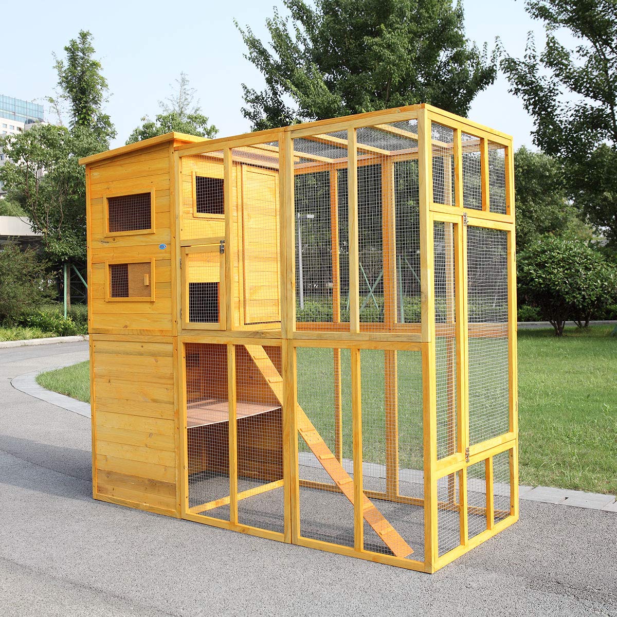 JAXPETY Cat Houses Cage for Outdoor Cats Enclosure Run Shelter Wooden