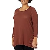 EVANS Women's Plus Size Waffle Button Tunic