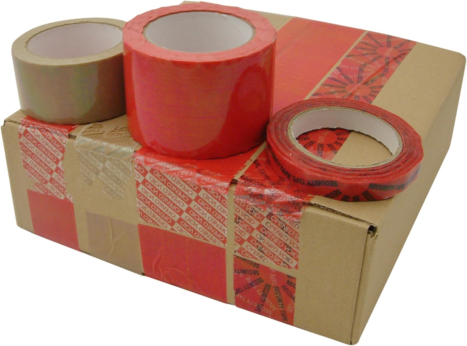 JVCC TEV-ST Tamper Evident Carton Sealing Tape: 3 in. x 55 yds. (Solid Red with "OPENED VOID" message if removed) - Image 3