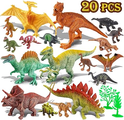 Amazon.com: Dinosaur Juguetes para niños y niñas 3 años de edad y arriba, 7 pulgadas dinosaurios juguetes juego de 20 realistas de aspecto, plástico surtido dinosaurio figuras de educación para niños pequeños,