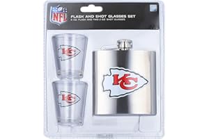Pro Specialties Group Kansas City Chiefs Flask and Shot Glass Set