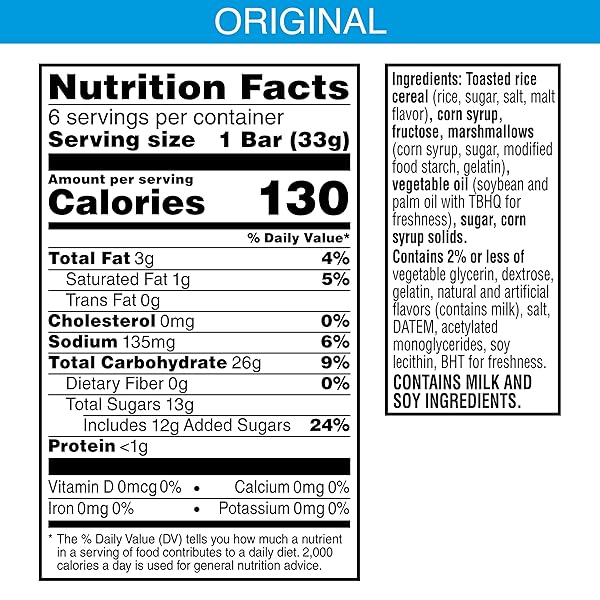 RICE KRISPIES TREATS HOMESTYLE CRISPY MARSHMALLOW SQUARES, KIDS SNACKS, SNACK BARS, ORIGINAL, 6.98OZ BOX (6 BARS)