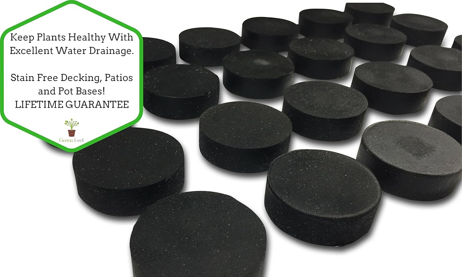 RubberXpress HEAVYDUTY Green coloured Rubber Flower Pot Feet 3 pack