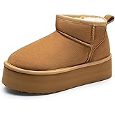 DREAM PAIRS Platform Mini Boots for Women Suede Genuine Leather, Classic Winter Ankle Snow Boots with Memory Foam Insole Ligh