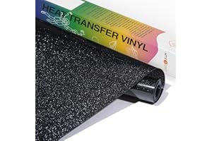 HTVRONT Black Glitter HTV Vinyl- 10” x 5ft Black Glitter Iron On Vinyl for All Cutting Machine, Glitter Heat Transfer Vinyl Roll for T Shirts - Easy to Cut & Weed for Heat Vinyl Design