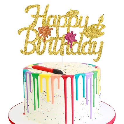 Little Artist Cake Topper Painting Glitter Cake Decorations Art Themed Kids Birthday Party Supplies Amazon Com Grocery Gourmet Food