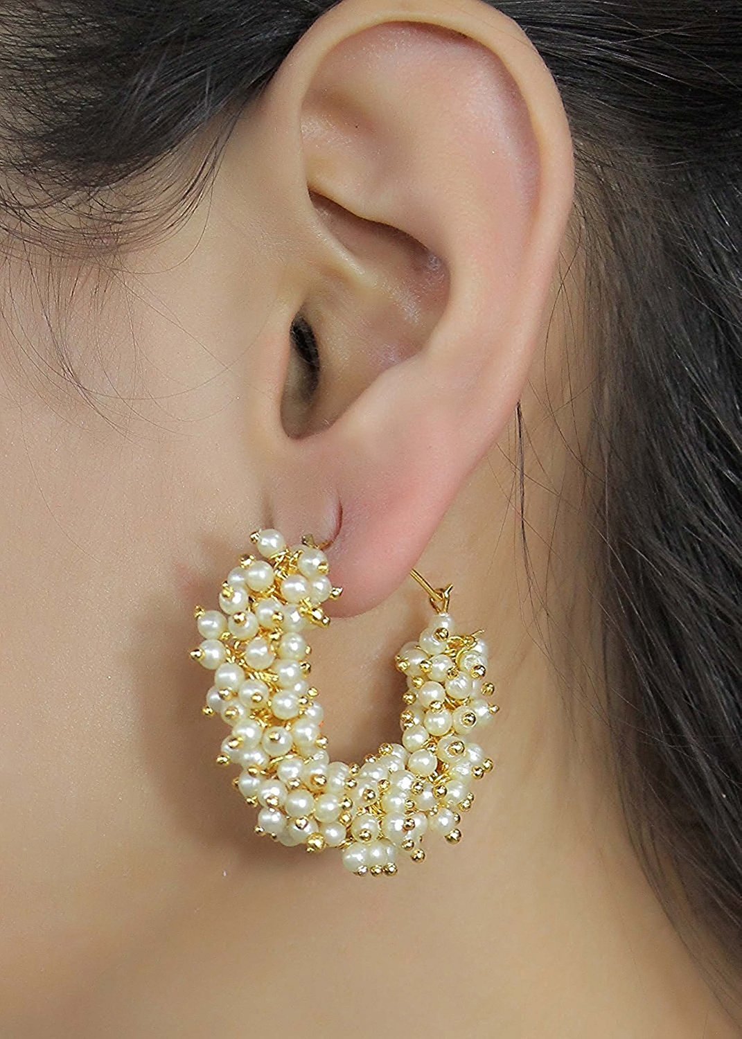 cairo traditional golden pearl jhumki earrings for women