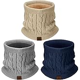 Goocoz Mens Scarf Winter Neck Gaiters 3PCS, Knit Neck Warmer with Thick Fleece Lining Scarves, Cold Weather Gear for Men Ski