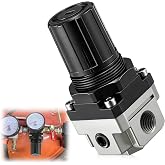 Dreyoo D27253 Compressor Pressure Regulator, 4-Port, 0-150 PSI Adjustable | Compatible with Dewalt/Craftsman/DeVilbiss, 1/4" NPT Inlet Outlet, 1/8" NPT Gauge Port,Air Compressor Regulator Parts