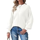 TECREW Women's Batwing Long Sleeve Crew Neck Pullover Sweater Soft Ribbed Knit Sweater Top