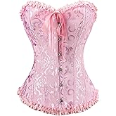 Demays Corset Tops for Women,Bustier Shapewear Lingerie,Lace Tied Renaissance Overbust Corset Push Up Bodysuit