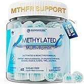 Methylated Multivitamin for Men & Women Gummies + Greens & Mushroom Blend, Methylfolate & B12, TMG, Choline, Daily Vitamin A, C, D3K2, E, B Complex, Coq10, ALA for Overall Wellness, Sugar Free, 60 Cts