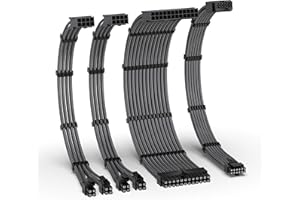 EZDIY-FAB 12VHPWR PSU Cable Extension Kit,16AWG PCIE 5.0 Power Supply Cable Extension- 1x 24 Pin ATX /2X 8Pin (4+4) EPS / 1x1