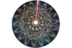 HITAMUS Large Christmas Tree Skirt Mat with Elegant Gold Mandala Blue Galaxy Pattern,Traditional Christmas Tree Skirt Carpet for Xmas Holiday Party Ornament Rustic Farmhouse Decorations（48 Inch ）