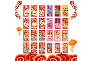 24Pcs Horse Red Envelopes 2026 for Chinese New Year Cartoon Spring Festival Chinese Lunar New Year Lucky Red Envelope Packet 