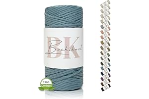 BOCHIKNOT Macrame Cord 4mm x 109yds - Single Strand Twist - Macrame Supplies Cotton Rope - Macrame Cotton Cord for Crafts - M