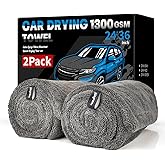 Singrune 2 Pack XL Car Drying Towel – 1300GSM Ultra Absorbent Microfiber, 24"x36" Large Size, Twisted Loop, Lint-Free & Streak-Free for Auto Detailing, Car, SUV, Truck (Gray-Gray)