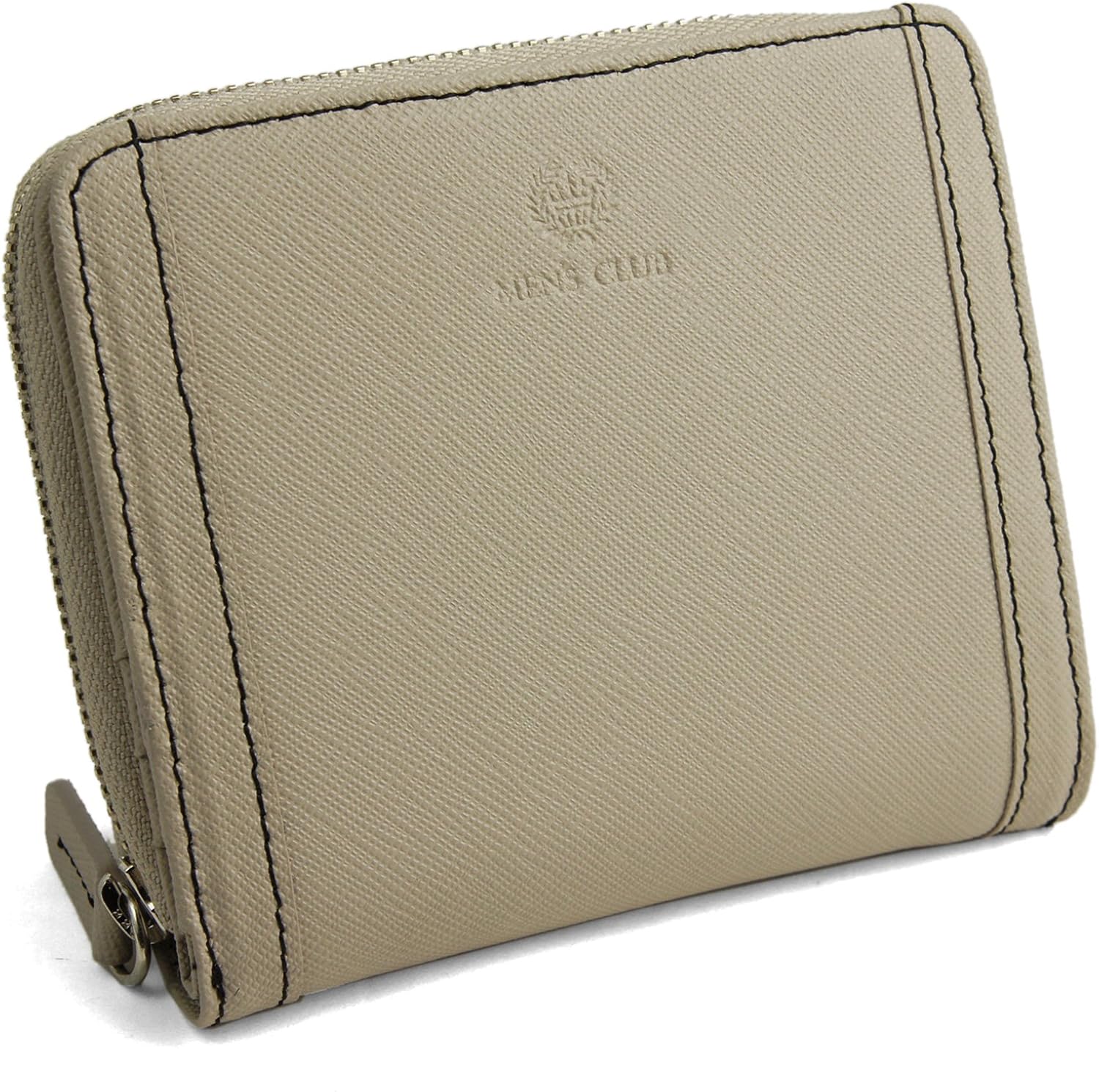 Amazon メンズクラブ Men S Club 二つ折り財布 ラウンドファスナー メンズ 本革 牛革 角シボ ステッチ ベーシック 財布 ジッパー 丈夫 スタイリッシュ 紳士 シンプル ビジネス フォーマル 父の日 アイボリー E Mono イーモノ 財布