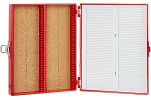 Heathrow Scientific HS15994C 100-Place Cork Lined Slide Box with Nickel Clasp, 208 x 175 x 34 mm, ABS, Cork, Red