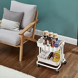 2-Tier Utility Rolling Cart Storage Sofa Side Table